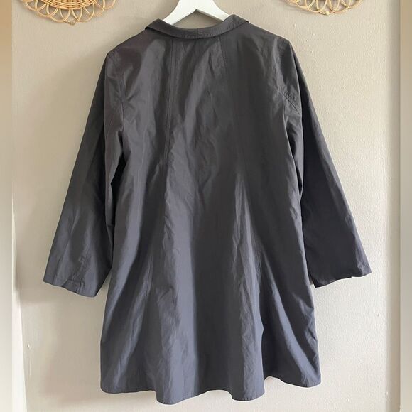 Eileen Fisher Lightweight Longline Button Down Collared Nylon Jacket Gray M - Picture 7 of 7